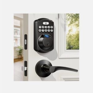 Veise Fingerprint Door Lock with 2 Lever Handles- Keyless Entry Door Lock